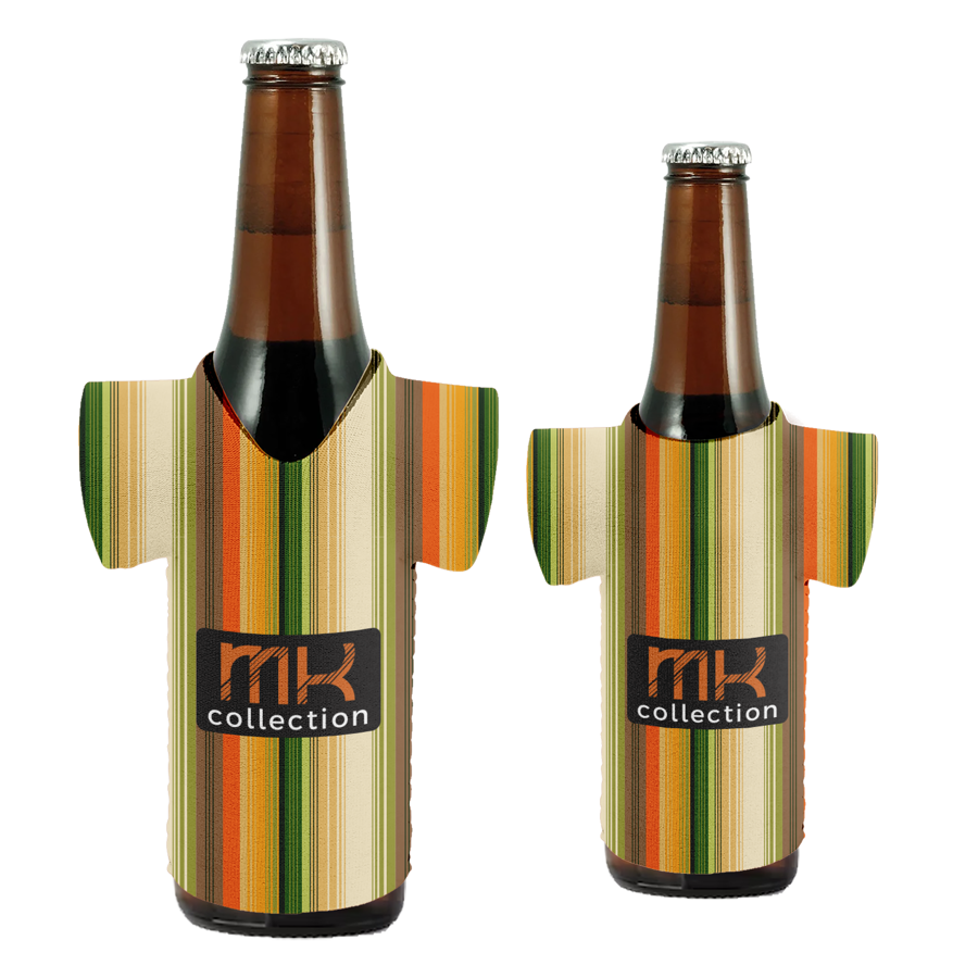 Sublimation V-Neck T-Shirt Shaped Collapsible 12 Oz Bottle Kooler - 3mm Neoprene