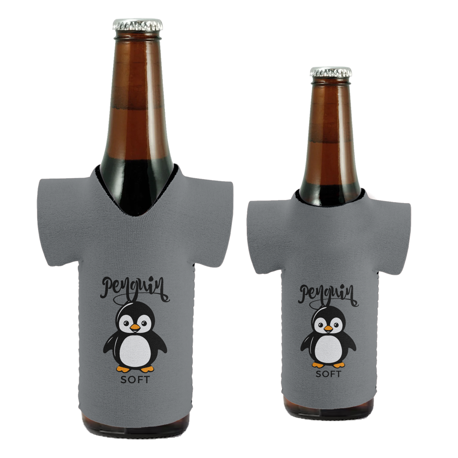 V-Neck T-Shirt Shaped Collapsible 12 Oz Bottle Kooler w/ Custom Logo - 3mm Neoprene