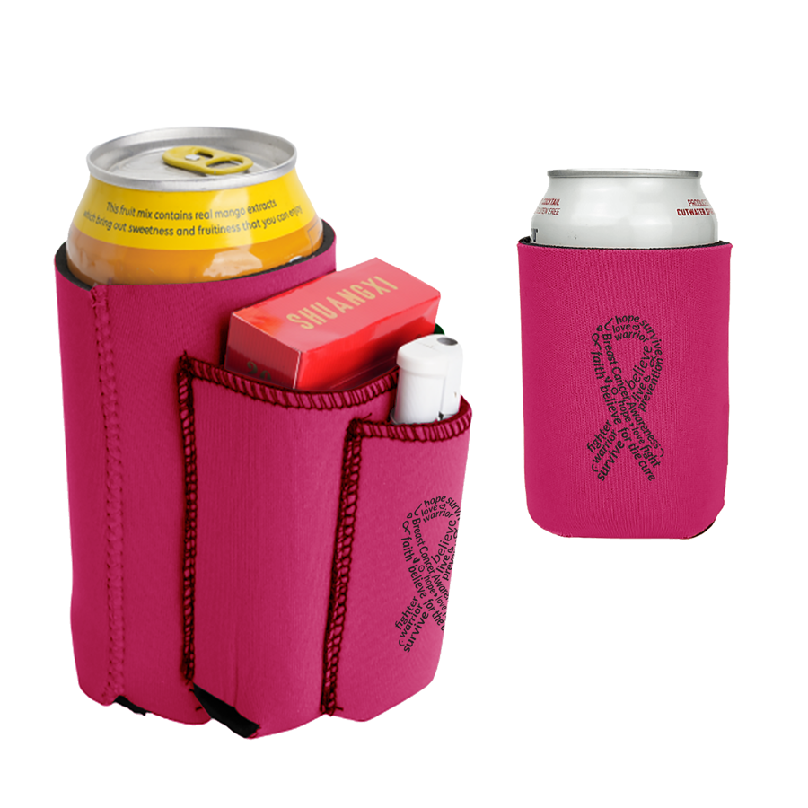 12 Oz Can Kooler w/ Pockets & Custom Logo - 3mm Neoprene