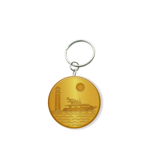 Customized Solid Iron Keychain with Shiny Gold Plating