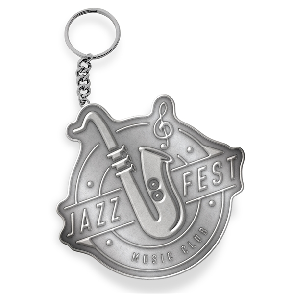 Customized Solid Iron Keychain with Shiny Silver Plating