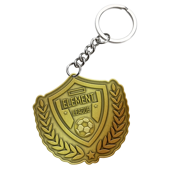 Customized Zinc Alloy Keychain with Antique Gold Plating