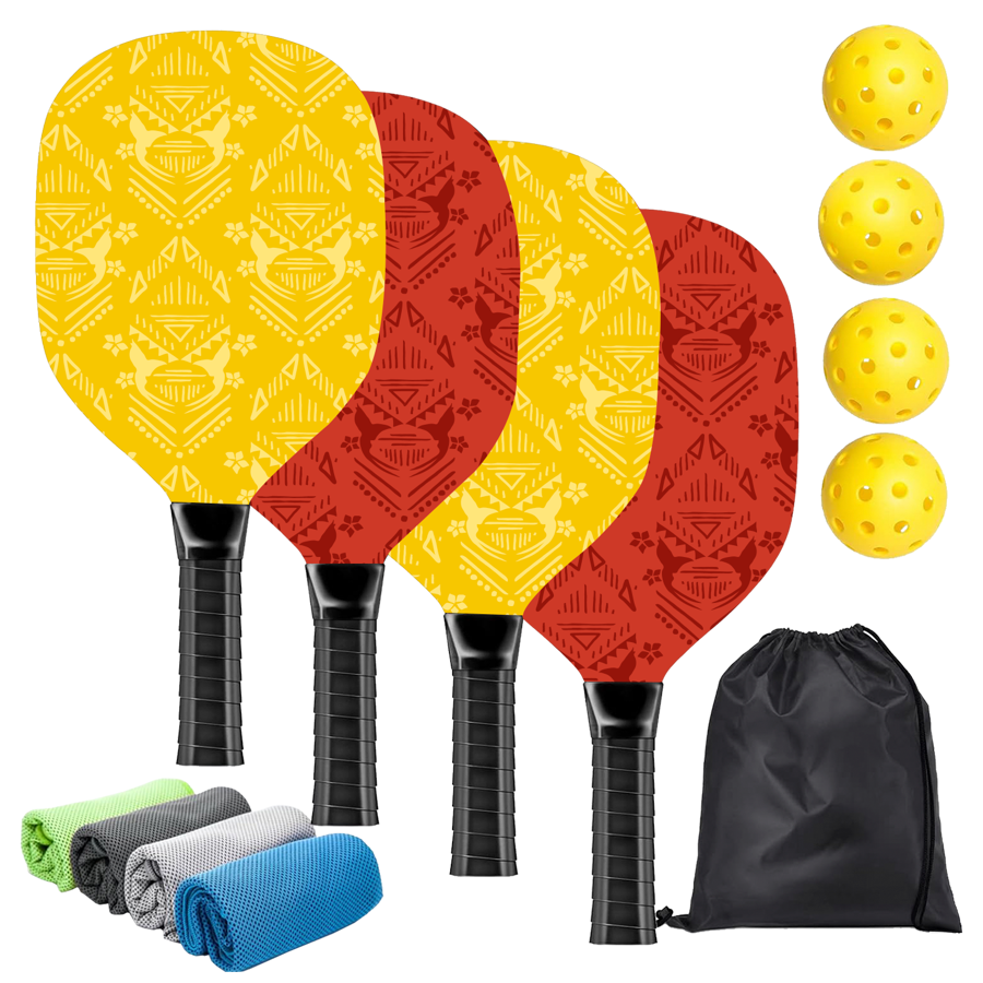 Wooden Pickleball Set w/ Drawstring Bag & Coolmax Towel