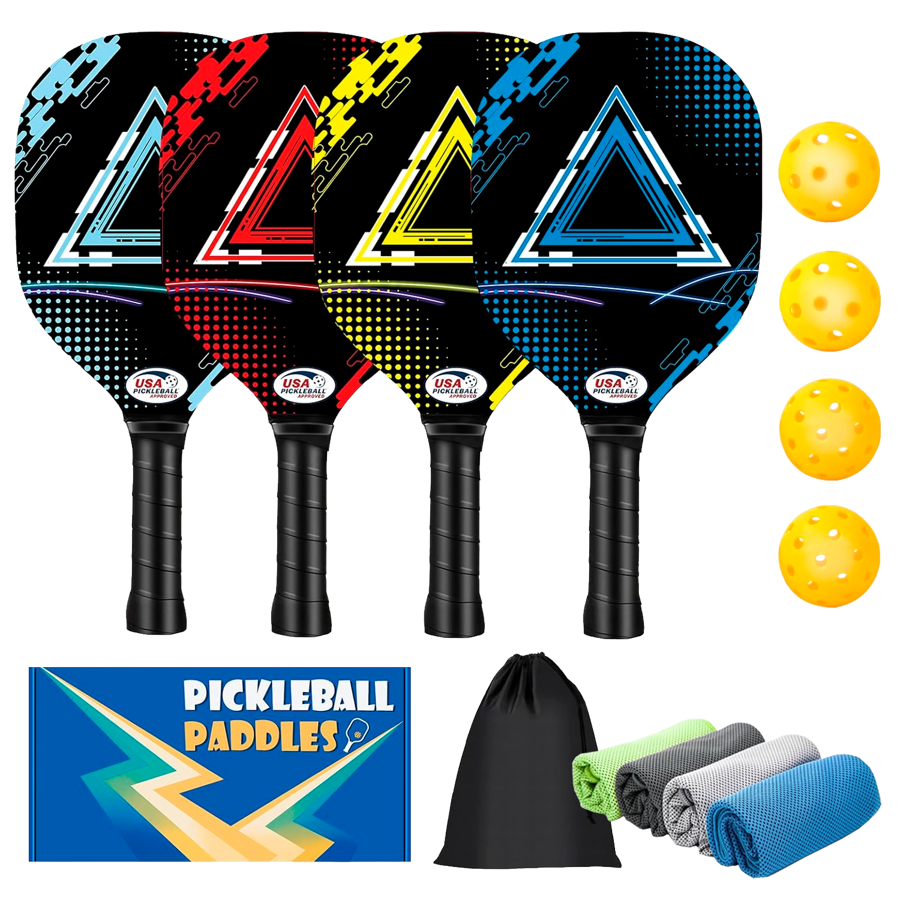 Wooden Pickleball Set w/ Coolmax Towel & Color Box