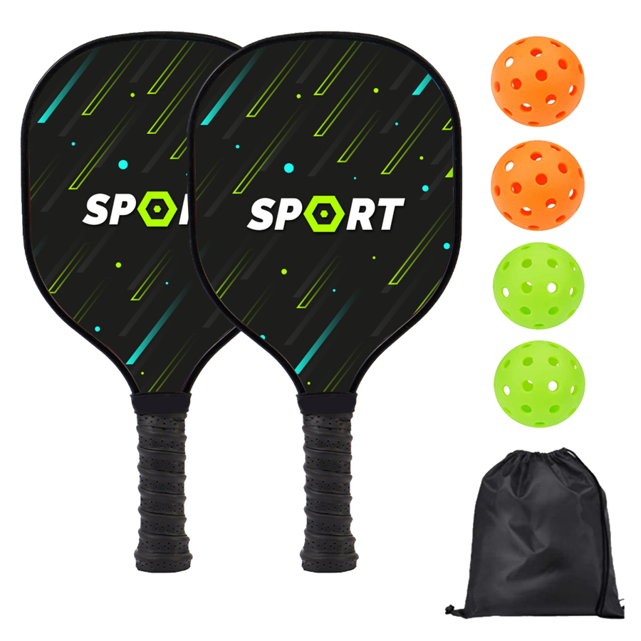 Wooden Pickleball Set w/ Drawstring Bag