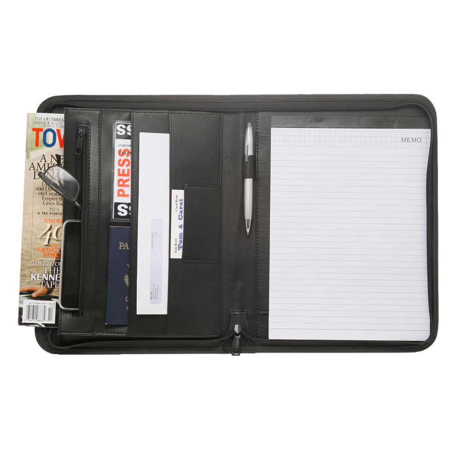 Zippered Black Leather Portfolios