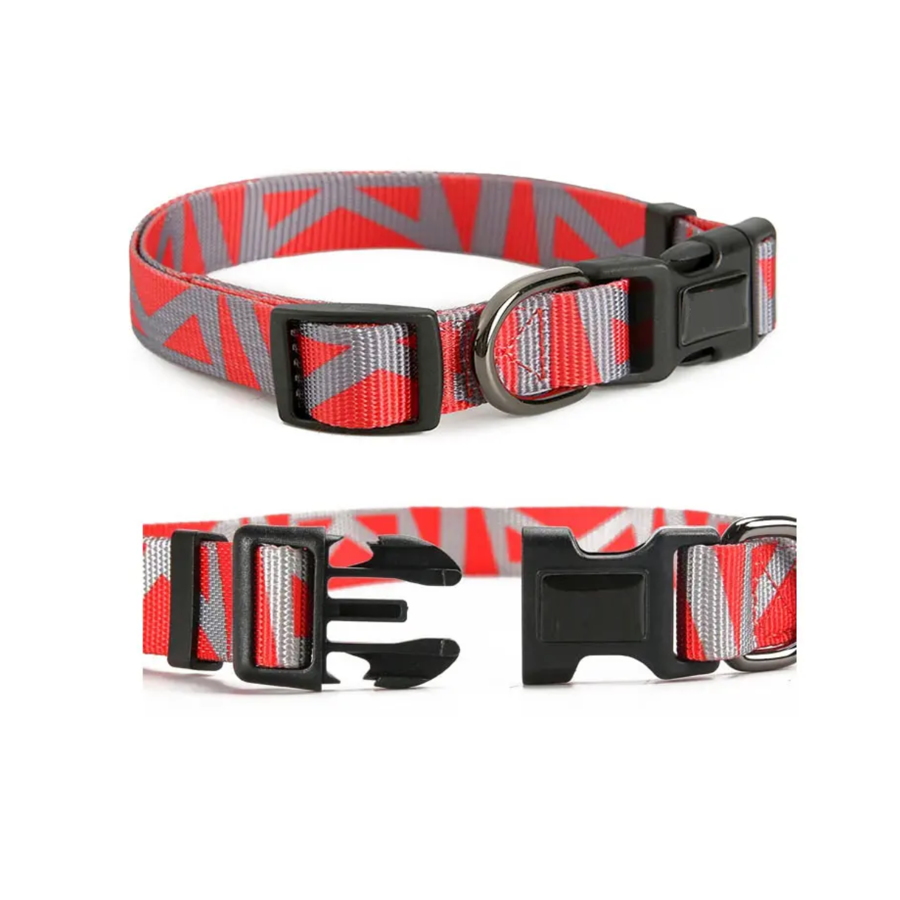 Scren Printed Adjustable Pet Collar with Buckle Release