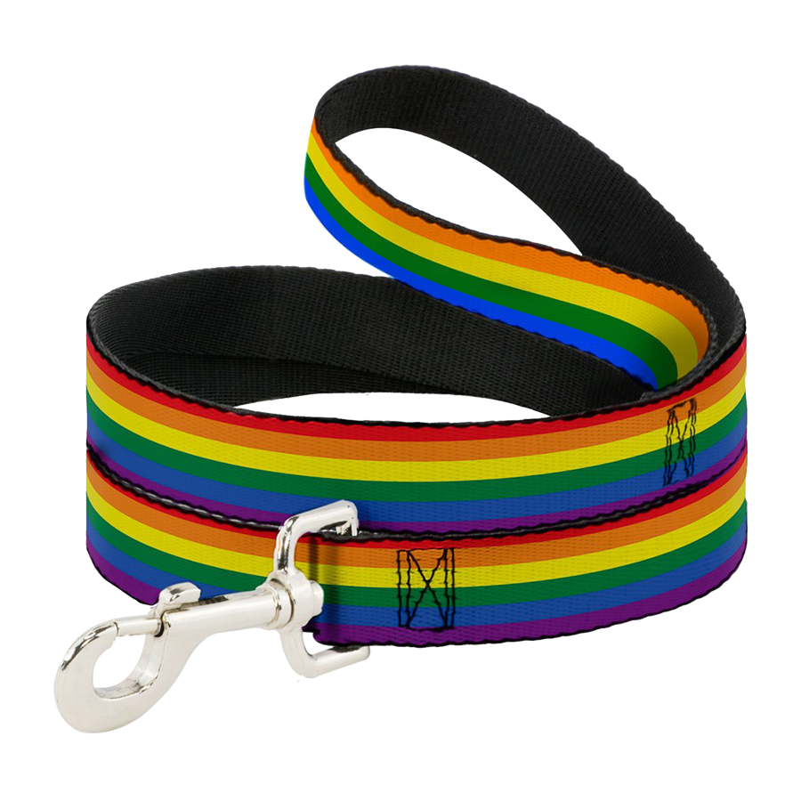 Rainbow Polyester Leash with Snap Carabiner and Loop Handle