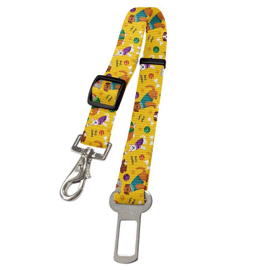Screen Printed Seatbelt Leash with Adjustable Loop