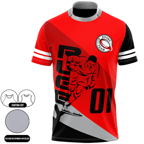 Custom Men's Full Sublimation Collared Crew Neck Rugby Jersey