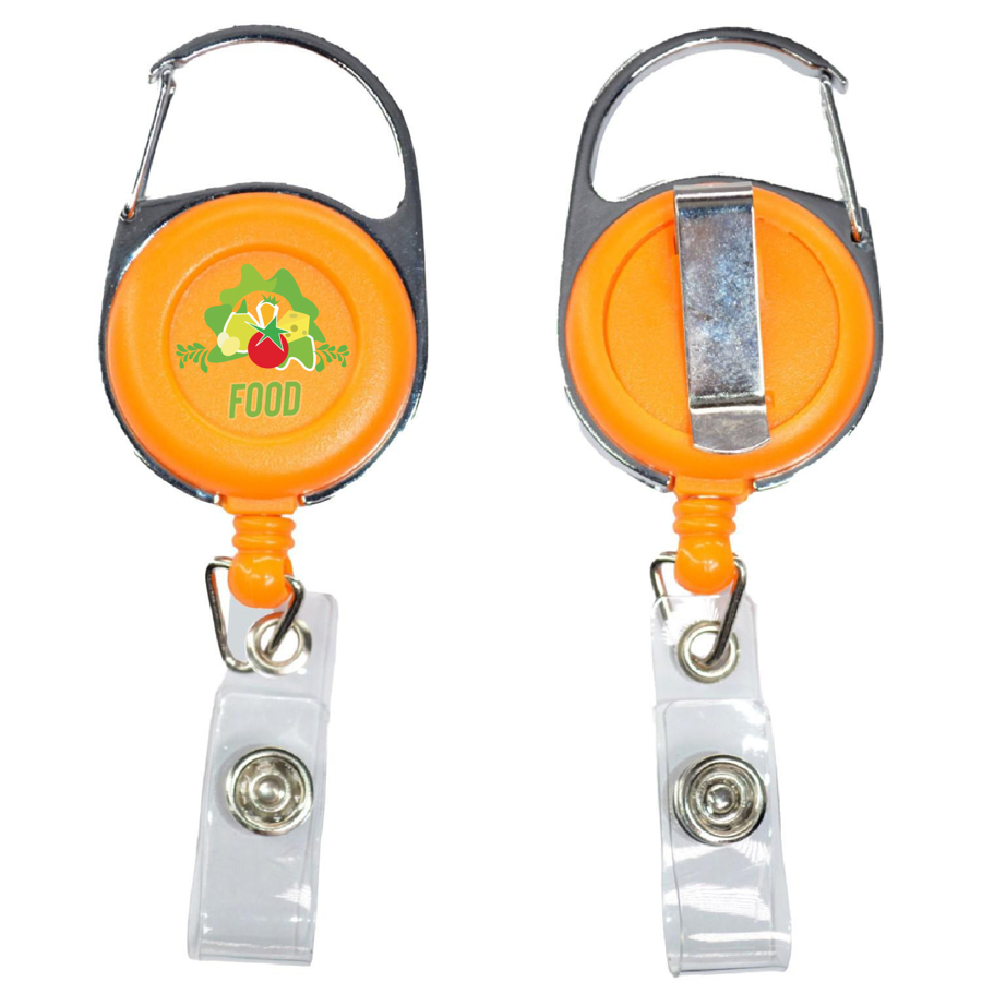 Circular Badge Reel w/ Carabiner & Belt Clip