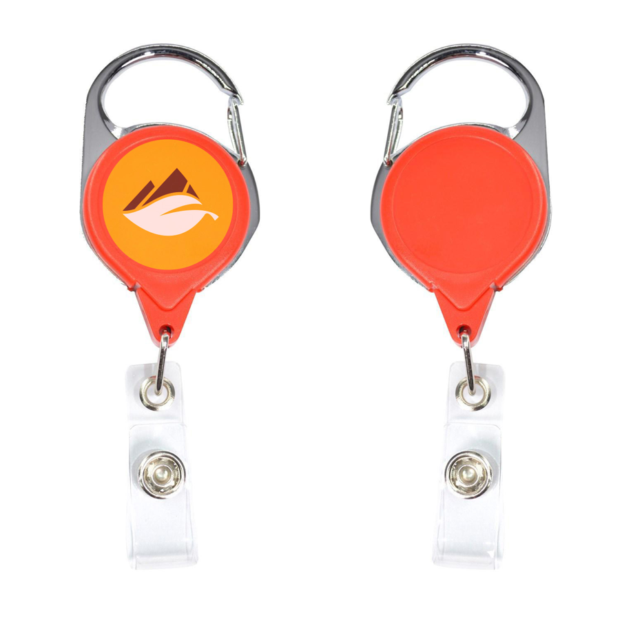 Circular Badge Reel w/ Carabiner & 2-Side Logo (No Twist)