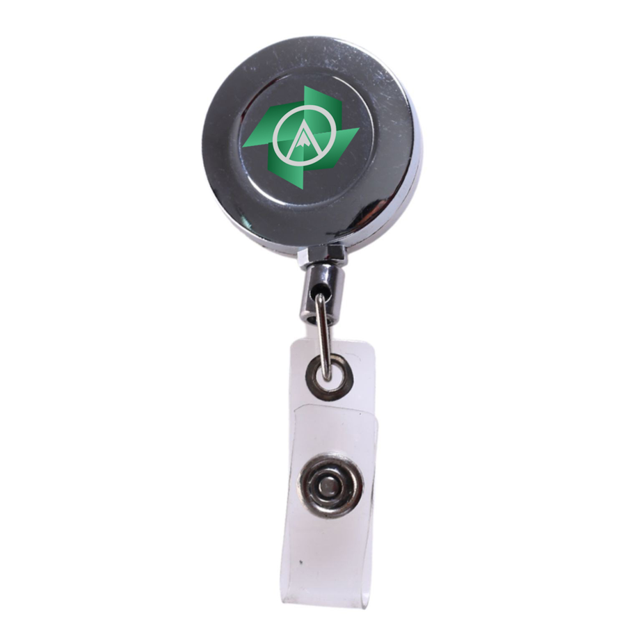 Circular Nickel-Plated Badge Reel w/ Belt Clip
