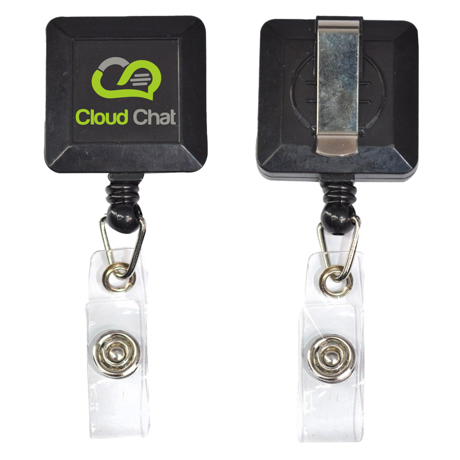 Square Badge Reel w/ Belt Clip