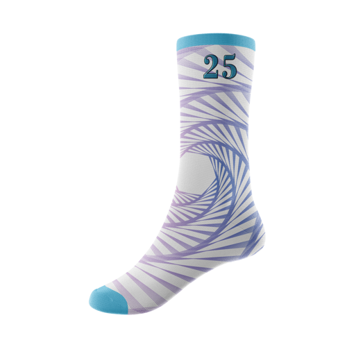 Full Dye Sublimation Poly Spandex Crew Socks with Contrasting Toe