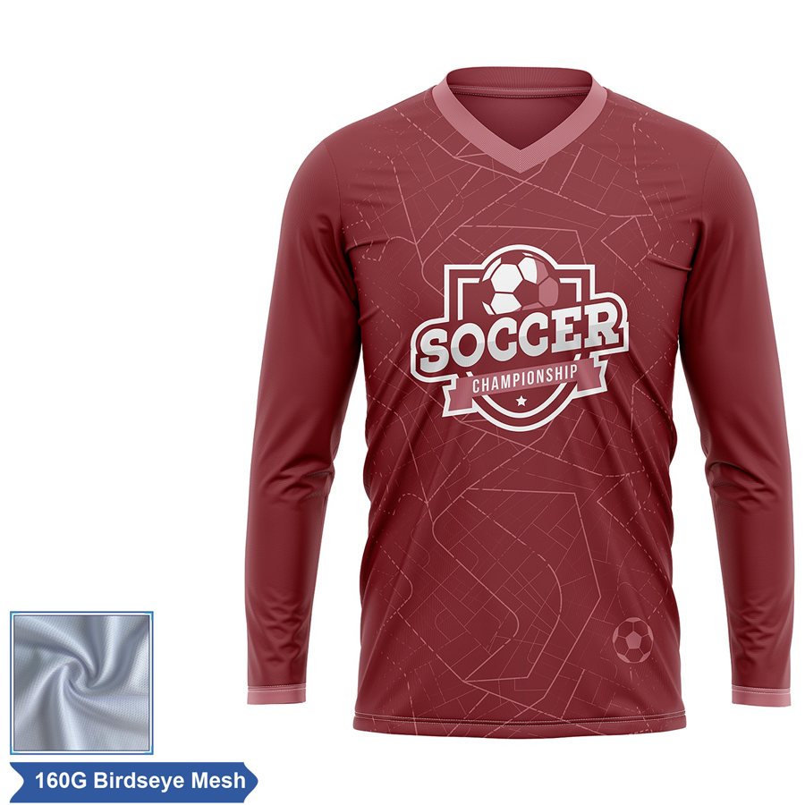Sublimation Long Sleeve Soccer Jersey - 160G Birdseye Mesh -
