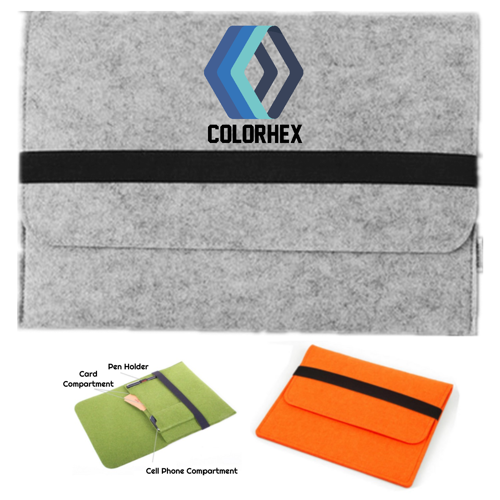 Felt Laptop Sleeve with Flip Top Elastic Band Closure