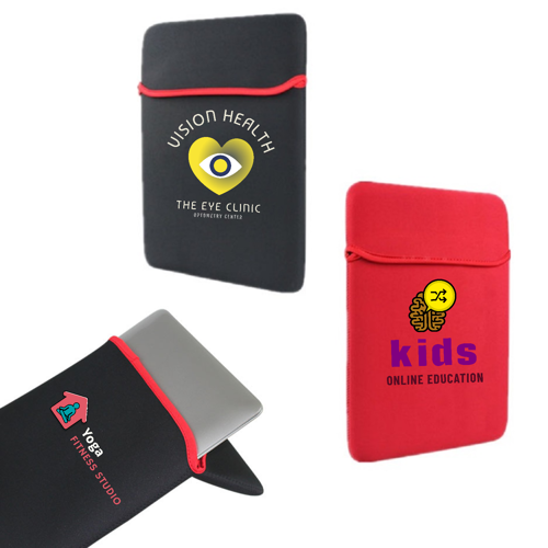 Reversible Laptop Sleeve with Fold-Over Flap - Neoprene