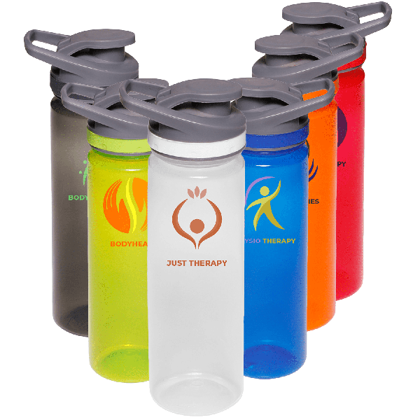 Plastic Sports Water Bottle with Flip Lid - Carry Handle, 22