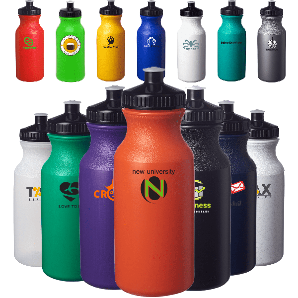 Lightweight Push-cap Water Bottle - Recyclable, 20 oz.