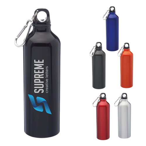 Sports Bottle with Carabiner and Twist Cap - Aluminum Water