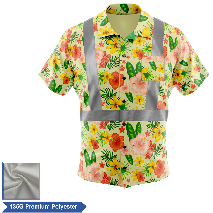 Sublimation Full-Button Poly Shirt w/ Reflective Tape - Men, Women, Kids