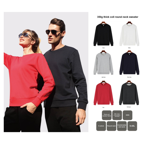 Unisex Stock 100% Cotton Crew Neck Sweatshirt - 350 GSM