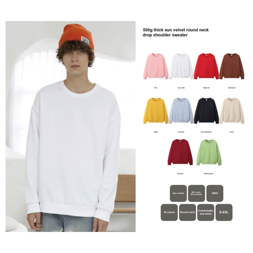 Unisex Stock Drop Shoulder Crew Neck Sweatshirt - 500 GSM
