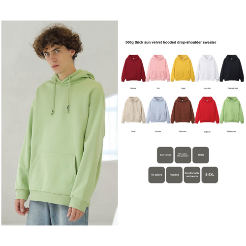 Unisex Stock Drop Shoulder Hoodie with Kangaroo Pocket - 500