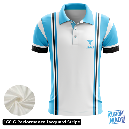 Sublimation Performance Short Sleeve Polo - 160G Jacquard Stripe - Men, Women, Kids