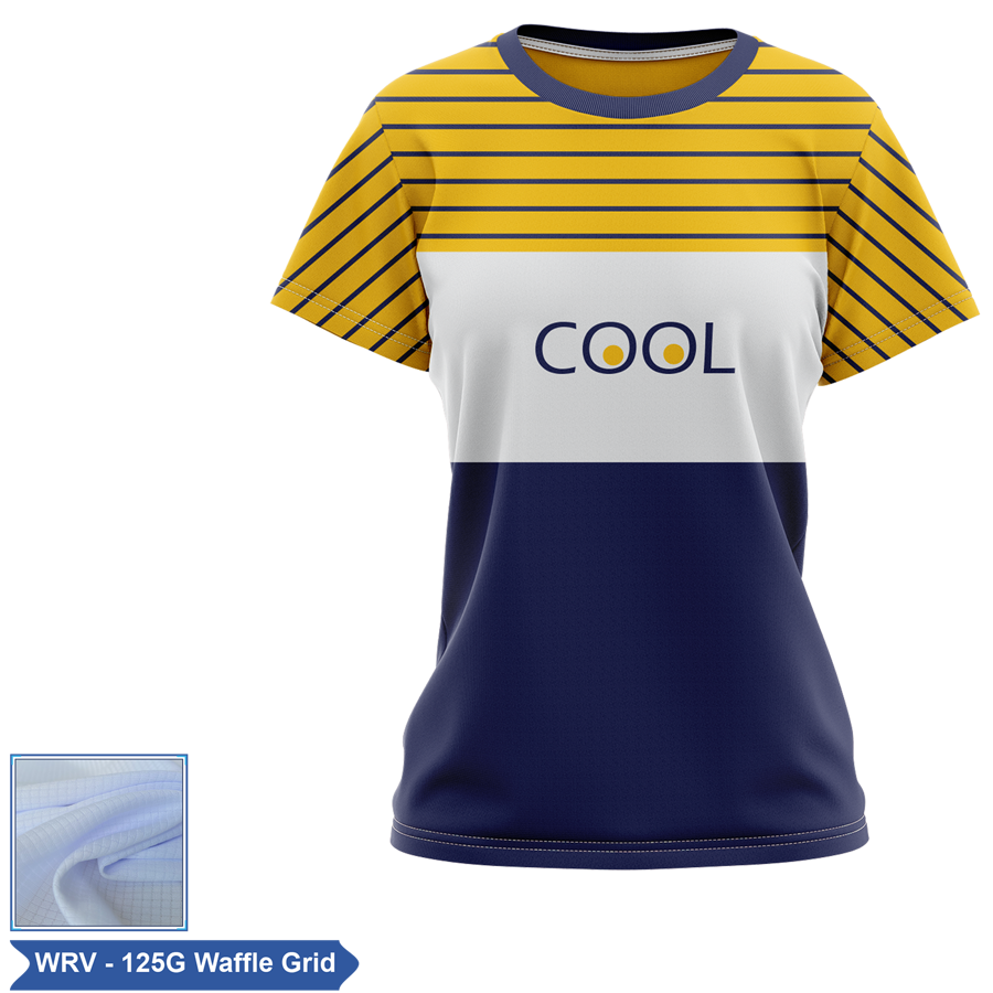 Women's Sublimation 125G Waffle Grid Short Sleeve T-Shirt