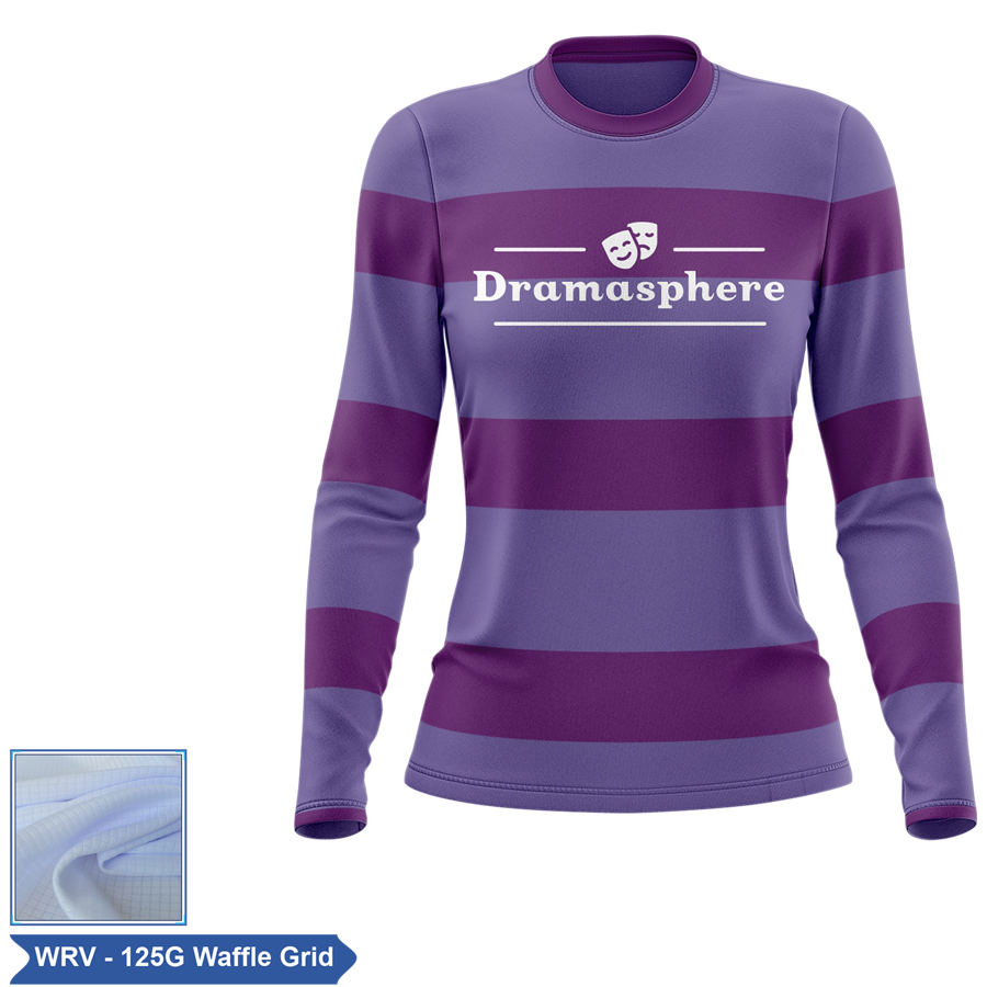 Women's Sublimation 125G Waffle Grid Long Sleeve T-Shirt