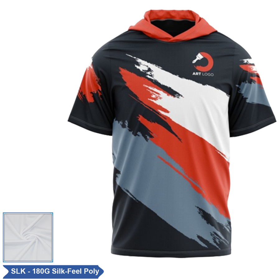 Unisex & Kids' Sublimation Silk-Feel Poly SS Hooded T-Shirt