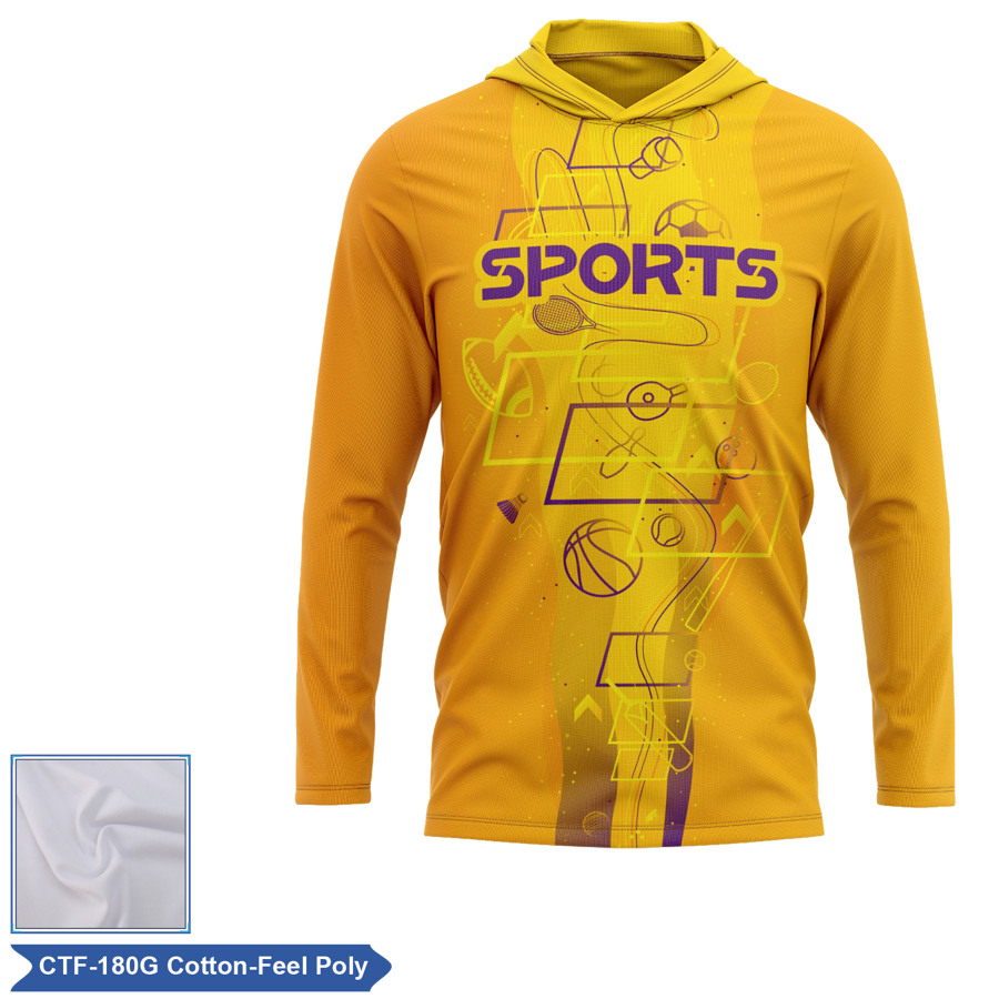 Unisex & Kids' Sublimation 180G Cotton-Feel LS Hooded Tee