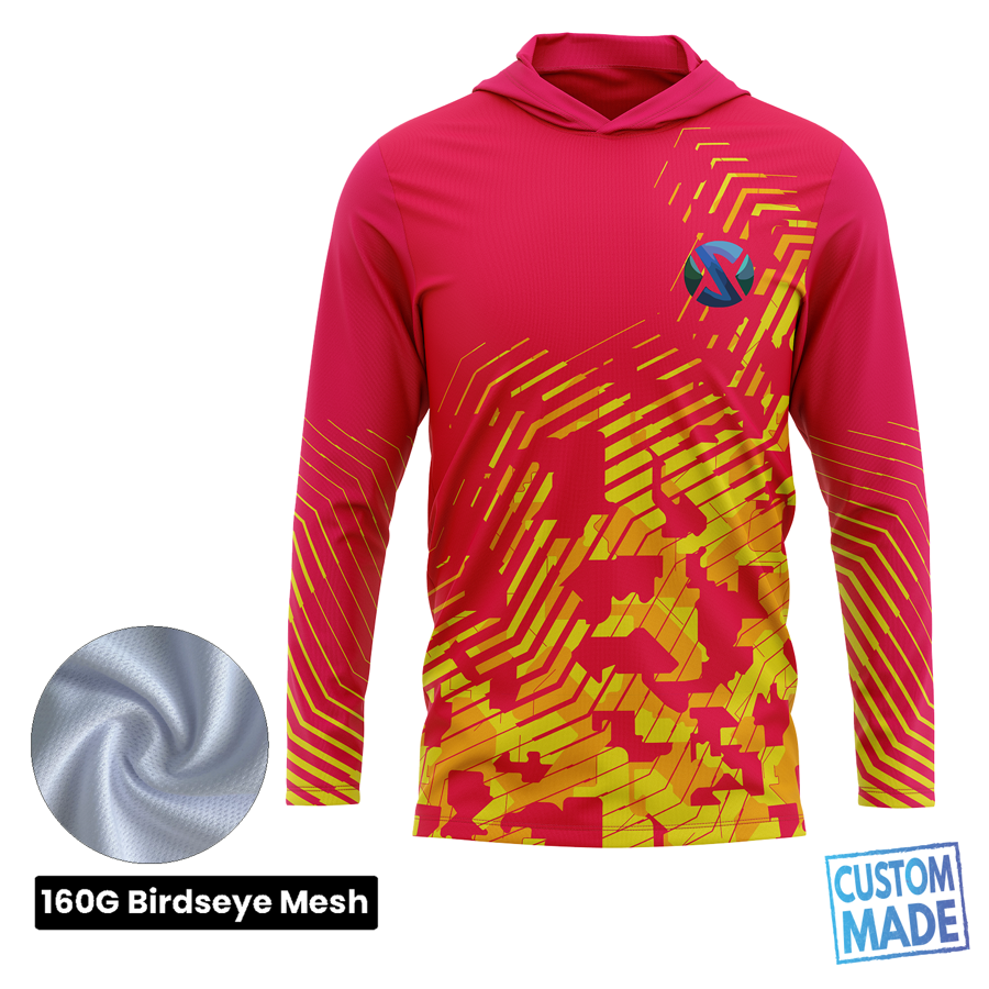 Unisex & Kids' Sublimation Long Sleeve Hooded T-Shirt - 160G Birdseye Mesh
