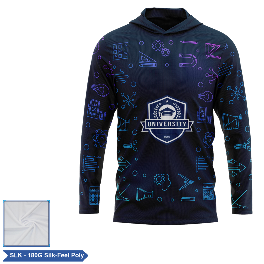 Unisex & Kids' Sublimation Silk-Feel Poly LS Hooded T-Shirt