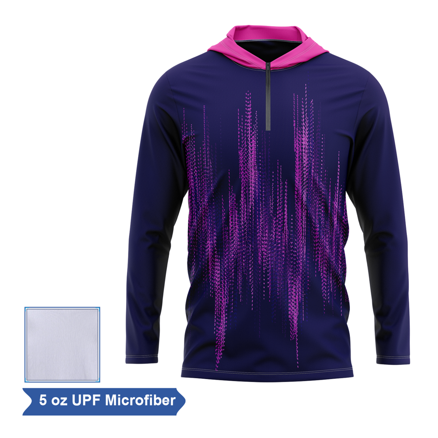 Unisex & Kids' Sublimation UPF Microfiber Long Sleeve Hooded Quarter Zip
