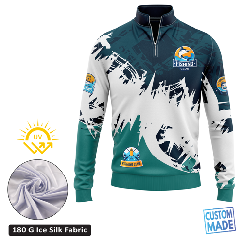 Sublimation 180G Mesh UPF 50+ Long Sleeve Fishing Quarter Zip - Men's, Women's, Kids'
