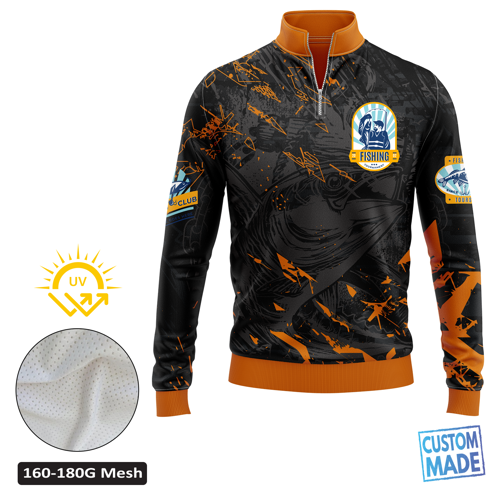 Sublimation 180G Mesh UPF 50+ Long Sleeve Fishing Quarter Zip - Men's, Women's, Kids'