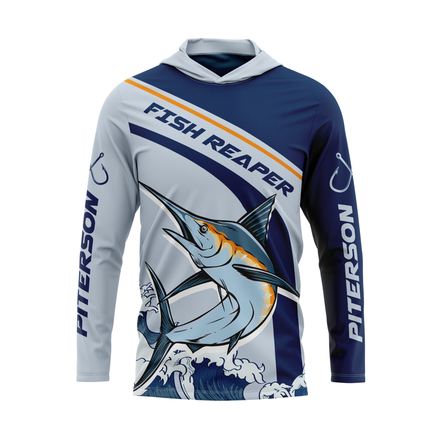 Unisex & Kids' Sublimation 180G Mesh UPF 50+ Long Sleeve Hooded Fishing T-Shirt