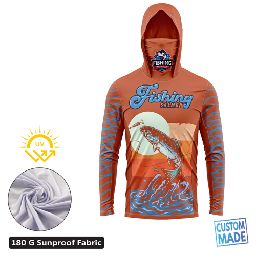 Unisex & Kids' Sublimation SolarProtec Performance Long Sleeve Hooded T-Shirt with Gaiter & Mesh Sides