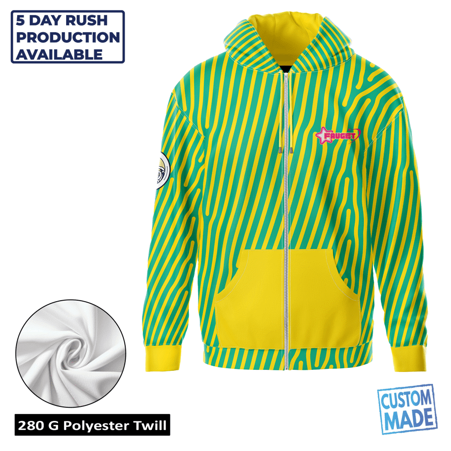 Unisex & Kids' Sublimation 280G Polyester Twill Full-Zip Hoodie - Economy