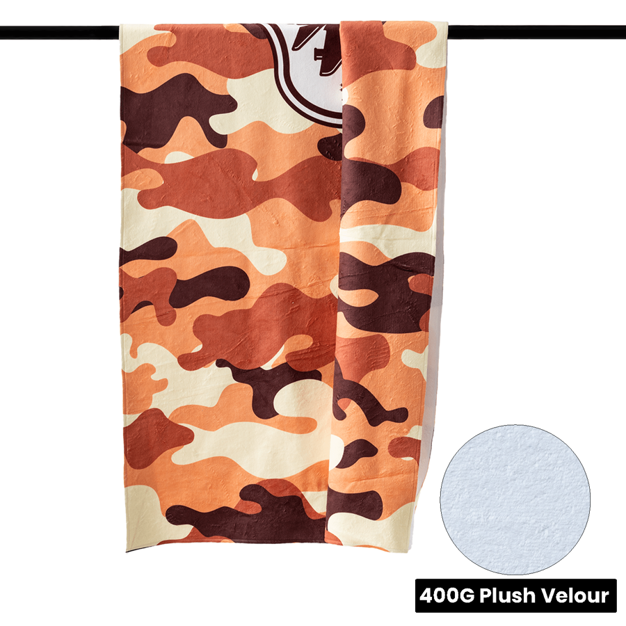 Subli-Plush Velour Beach Towel w/ Cotton Terry Back