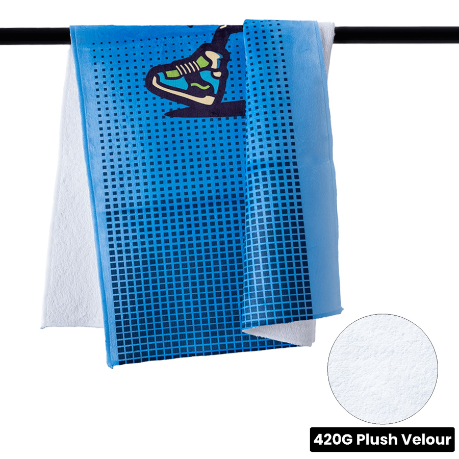 Over-the-Neck Microfiber Plush Velour Gym Towel w/ Cotton