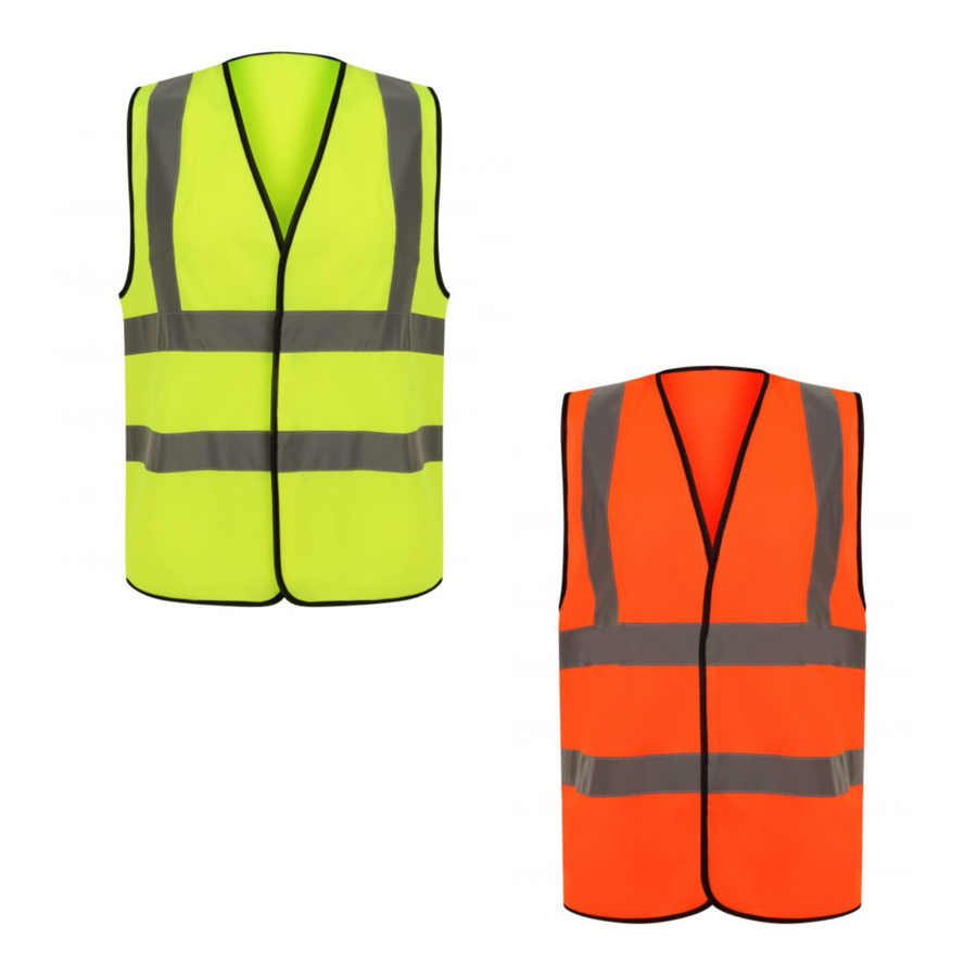 VISIPRO Unisex Hook & Loop Safety Vest w/ Reflective Bands & Brace - Interlock - ANSI Class 2