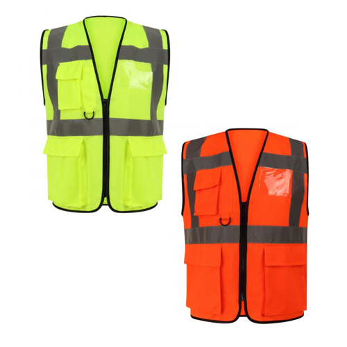 VISIPRO Unisex Front-Zip Reflective Safety Vest with Pockets