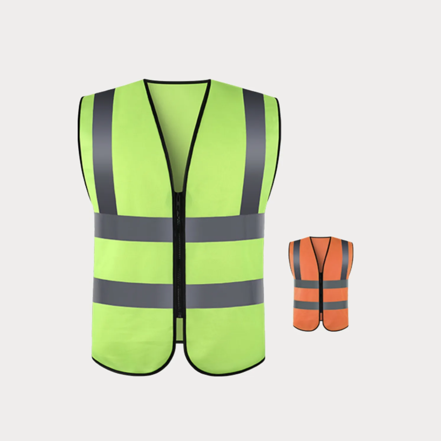 VISIPRO Unisex Front Zip Safety Vest w/ Reflective Bands & Brace - Interlock - ANSI Class 2