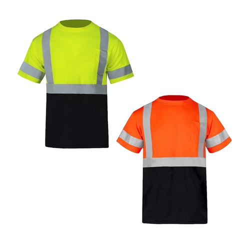 VISIPRO Short Sleeve Reflective Colorblock Safety T-Shirt with Pocket - BirdsEye Mesh - ANSI 107-2015 Class 3