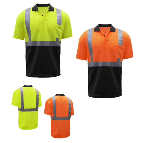 VISIPRO Class 3 Short Sleeve Reflective Front Colorblock Safety Polo - BirdsEye Mesh - ANSI 107-2015