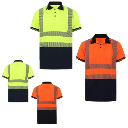 VISIPRO Short Sleeve Reflective Colorblock Safety Polo with Heat Press Taping - Ribbed Collar & Cuffs - BirdsEye Mesh - ANSI 107-2015 Class 2